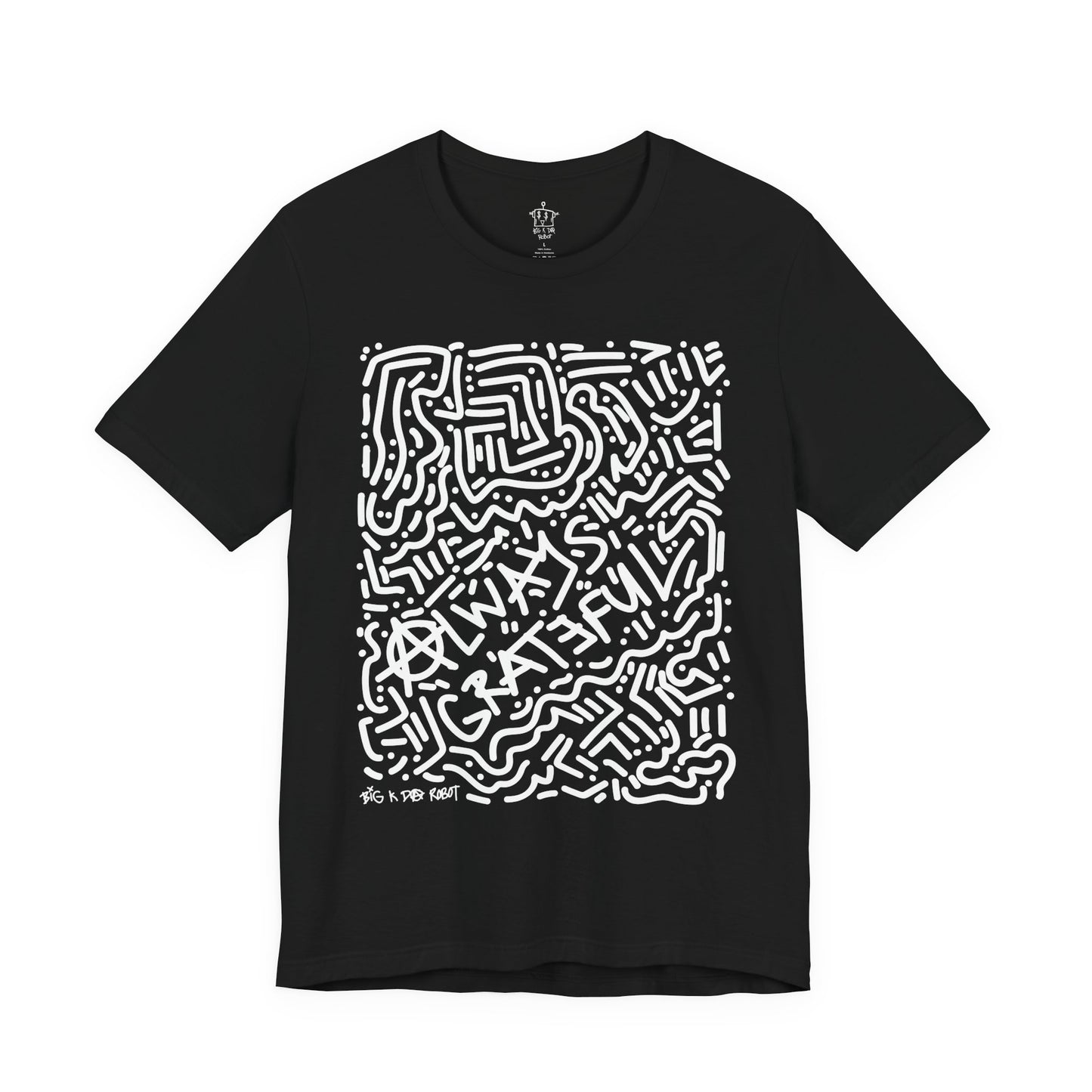 Always Grateful Abstract T-Shirt, Black (Front Design)